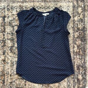 Navy Blue Patterned Women's Top